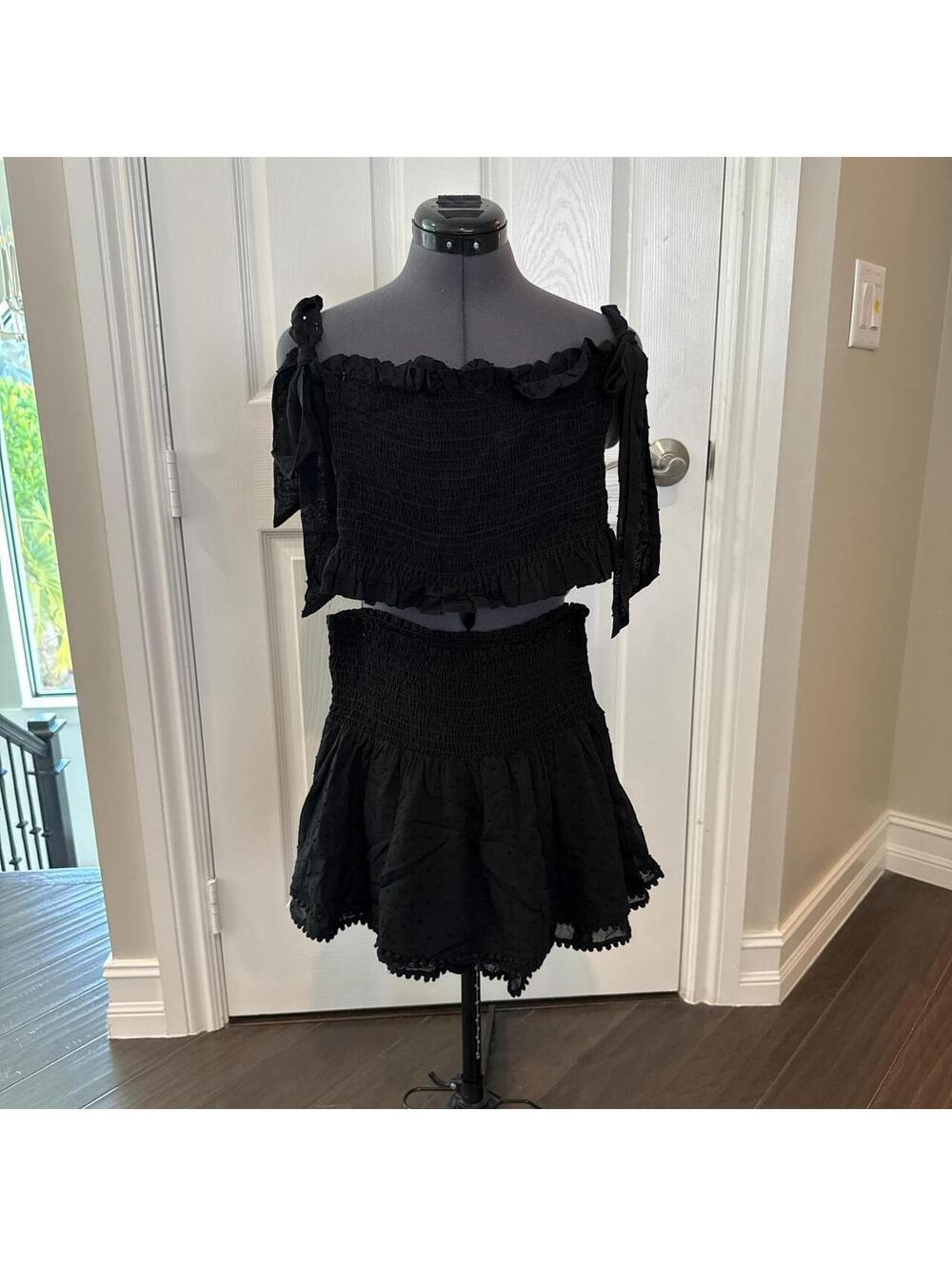 Life Black Two-Piece Smocked Crop Top and Skirt Set - Picture 2 of 7